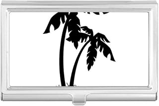 Coconut Tree Black Beach Outline Business Card Holder Case Pocket Box Wallet