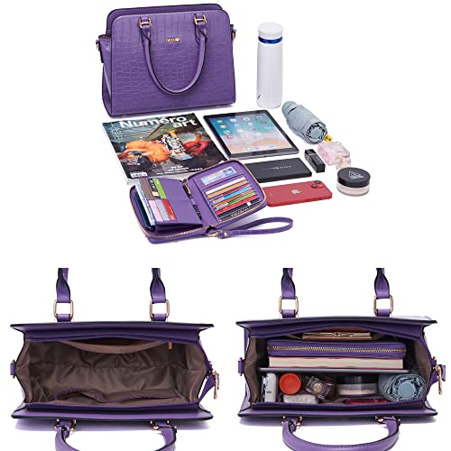 Image of Qiyuer Satchel Purses For Women Handbag And Wallet Set Tote Bag | Premium Vegan Leather,Matching Wallet,RFID Blocking,Work,Casual