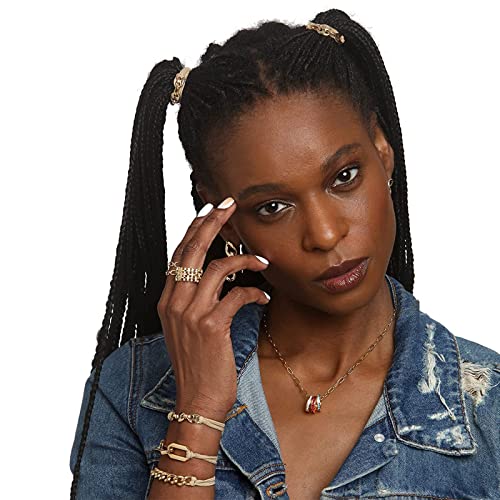 6 Pcs Bracelet Hair Ties With Beige Black Elastic For Women, Hair Ties Bracelet With Silver Metal, Ponytail Holders, No Damage Hair Accessories For Thin Hair Curly Hair #Gold And Silver #TOP5