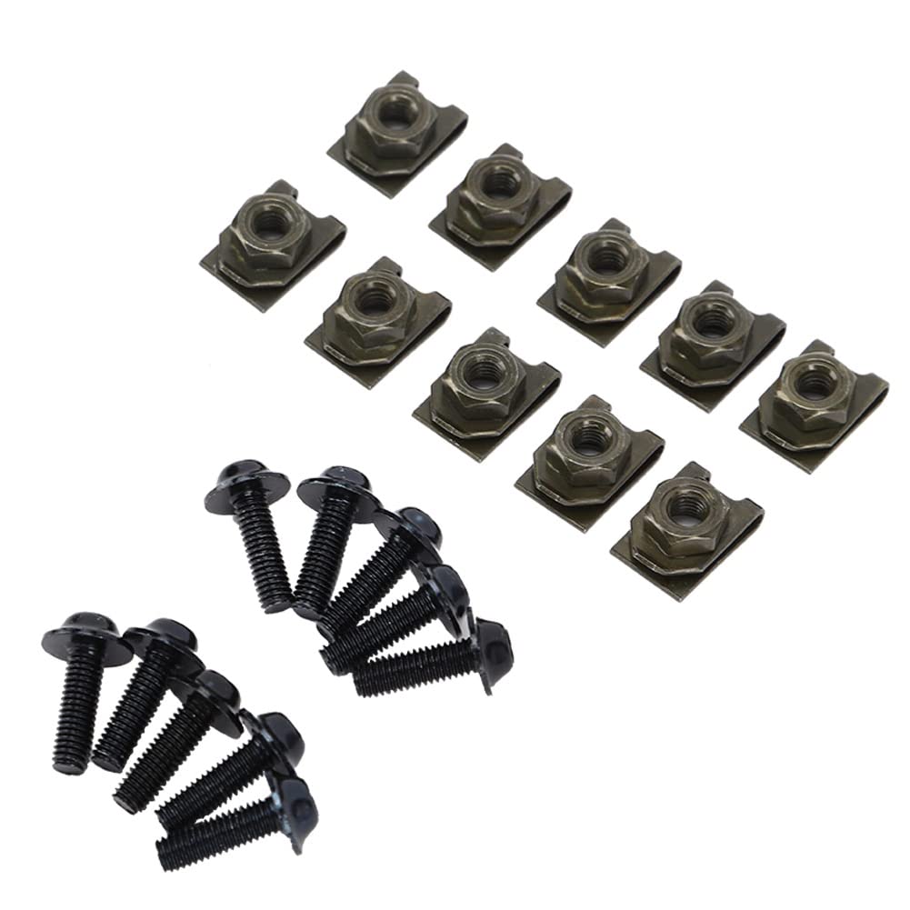 Kit Bulloni Carenatura Moto, 10x Kit Bulloni Corpo Carena Moto M5 Vite Spire Speed ​​Fastener Clip Nut(Nero)