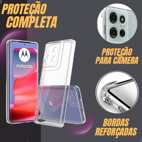 GL CASES Kit Capa Case Compatível Capinha Para Motorola Moto G15 Anti Impacto Reforçada Silicone Tra