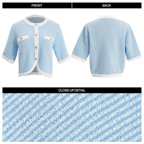 Womens Short Sleeve Cardigan Trendy Crew Neck Button Down Lightweight Summer Sweaters Tops3