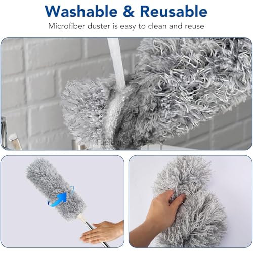 Image of Fuelbyte Fan Cleaning Duster with Long Extendable Handle for Ceiling Fan | Microfiber Duster for Home Cleaning | Spider Web Cleaner Brush | Ceiling Fan Cleaner | Dusting Stick for Home Cleaning
