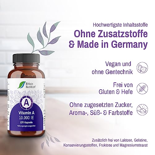 Vitamin A Kapseln von Rhein Nutrition mit 10000 IE