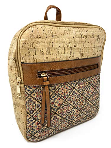 Mochilas Mujer Casual Grande Estampado Mándalas Corcho Natural Vegano Ecológico Ideal