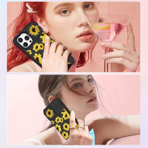 Image of Funermei (2in1 for iPhone 13 Pro Case for Women Sunflower Cute Girls Phone Cover Floral Flowers Girly Pretty Aesthetic Sun Flower Design with Camera Cover Funda for Apple for iPhone 13 Pro Case