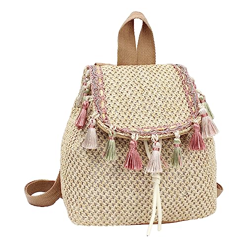 MilyaDE Stroh Rucksack Strandtasche...