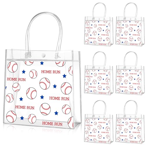 Aliceset 20 Pcs Baseball Clear PVC Gift Bag with Handles Sport Theme Party Favor Bag Bulk for Birthday Team Snack
