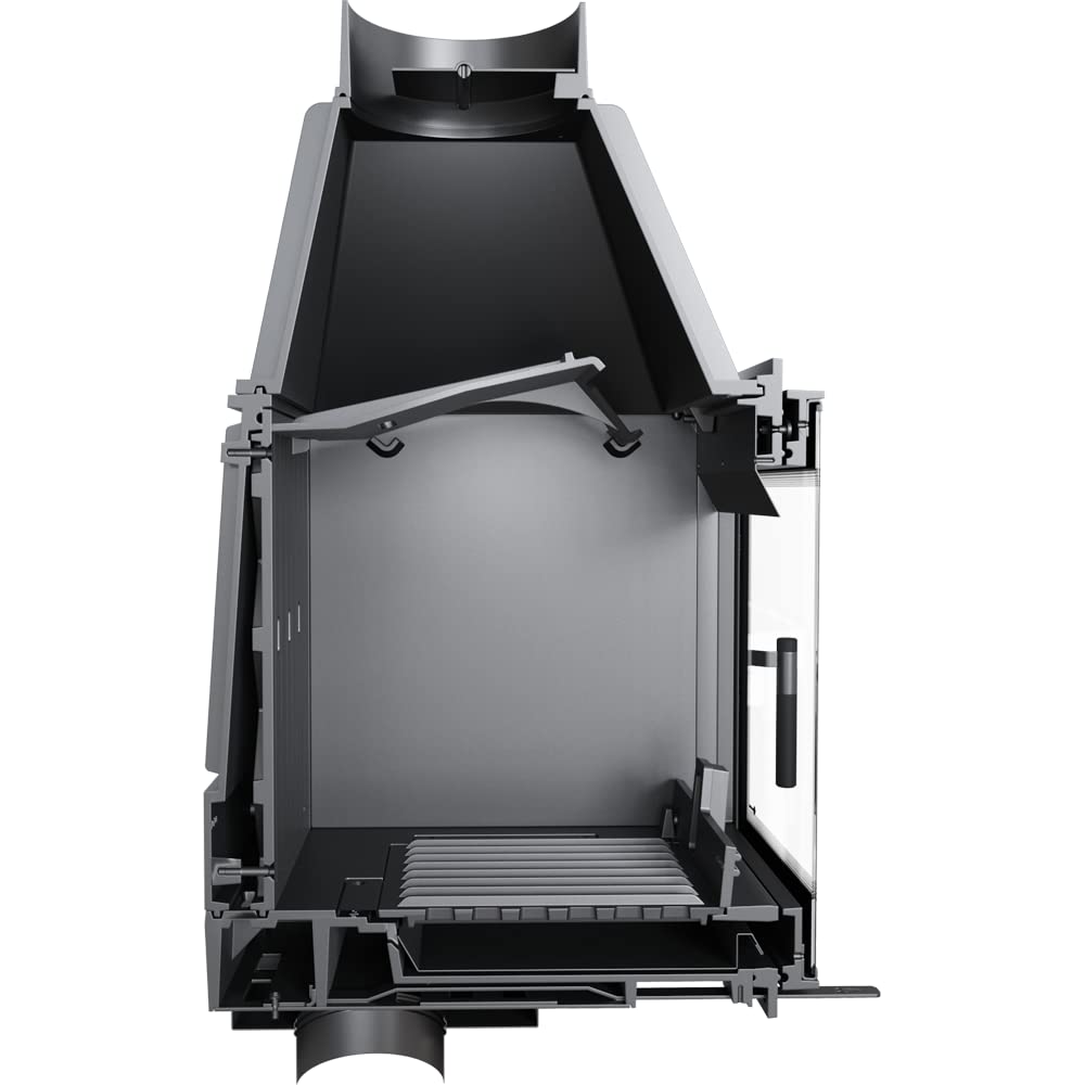 KRATKI Zosia Inserto per Camino a Legna con Presa D'aria Conforme Bimschv 2 12 Kw Ef fi cienza Termica 83% Uscita Scarico fi 200 mm Ghisa Vetro Decorativo 70 X 85cm