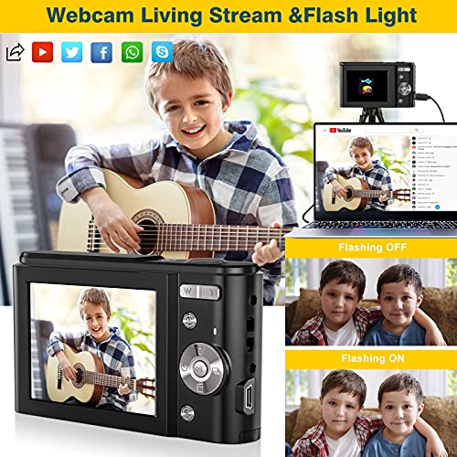 Digitalkamera 1080P FHD, Fotoapparat für Studenten/Kinder/Amateure/Anfänger,Fotokamera 36MP 2,4" LCD mit 16X Digitalzoom,Akkuladegerät und Wiederaufladbare Batterien – Bild 6
