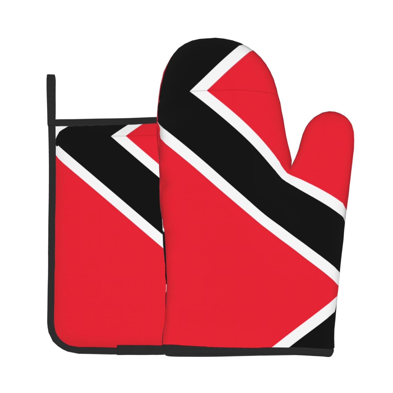 Oven Mitts and Potholders Set of 2 for Kitchen Baking Cooking GrayFlag of Trinidad and Tobago Thick and Durable