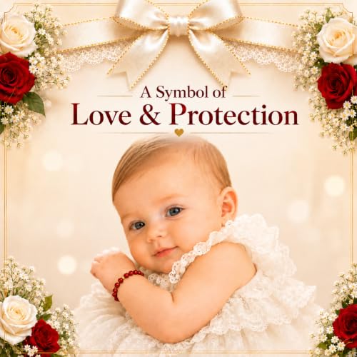 Image of Baby Crystals Personalized Red Bracelet for Protection -Baby Jewelry for Girls | 14K Gold-Plated or Sterling Silver Initial Charm Bracelet | Baptism, Birthday Gifts