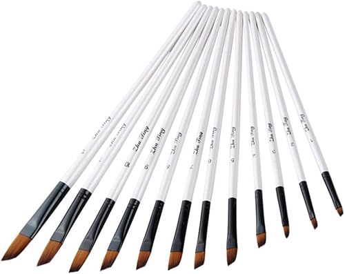 Miniatura 4 de Pluma de color de agua, 12 Uds., redondos, puntiagudos, de nailon, para el cabello, pintura de acrílico gouache, para niños, arte al óleo portátil,