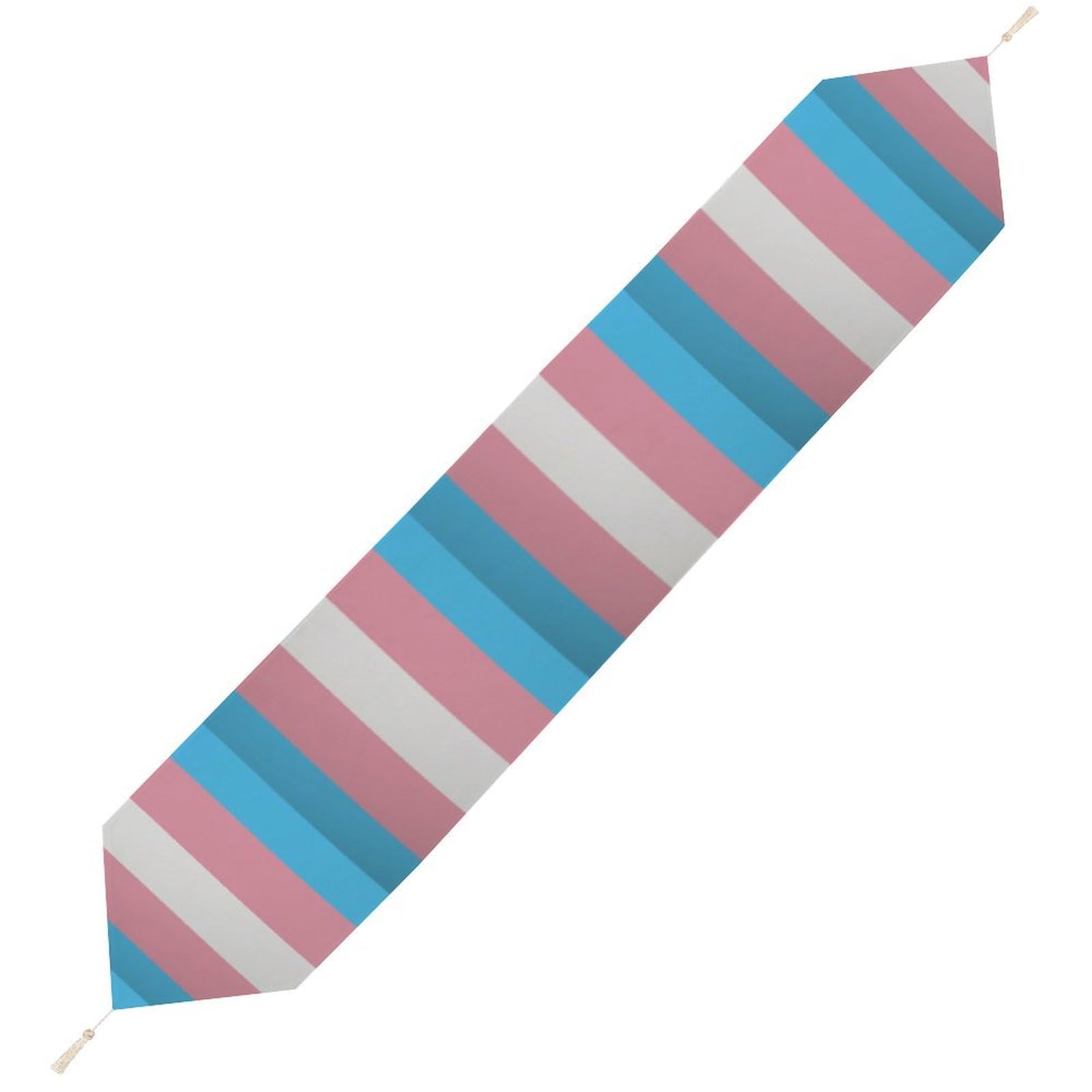 JZemdybill 229*33cm Table Runner with Tassel, Transgender Flag Table Runner, Table Decoration for Kitchen, Party, Restaurant