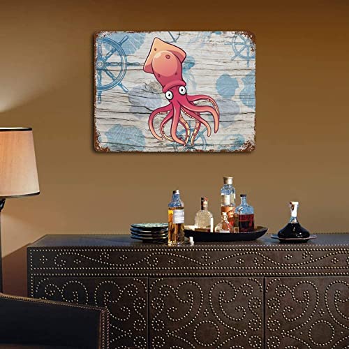 Home Beach Tin Signs Bedroom Signs Ocean Animal Octopus Plaque Tin Sign For Home Bar Coffee 12"X16" Christmas Party Wall Decor Art Iron Vintage Sign #TOP4
