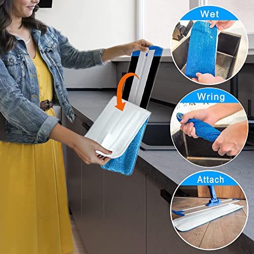 Mr. Towels Microfiber Floor Mop + 2 Reusable 18" Washable Mop Pads. 360 Rotating Aluminum Extended Handle, Adjustable 33" - 60". The Perfect Solution As Tile, Laminate, Hardwood Floor Cleaner #TOP4