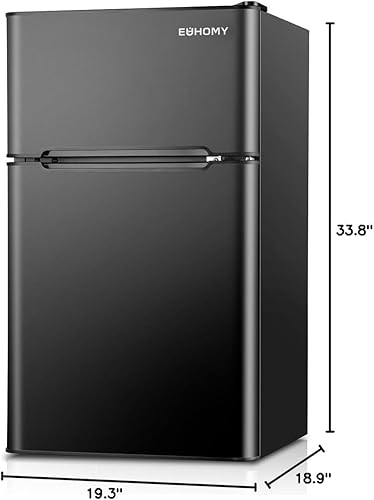 Miniatura 10 de EUHOMY Mini refrigerador con congelador, mini refrigerador de 3.2 pies cúbicos, refrigerador de dormitorio con 2 puertas para