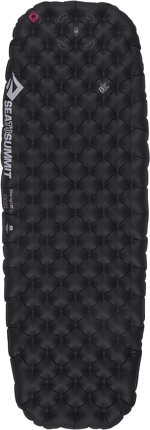 SEA TO SUMMIT - Ether Light XT Extreme Insulated Air Isomatte - Schlafmatte Für Frauen - Thermolite - 4 Jahreszeiten - Pillow Lock-System - Wandern bei kaltem Wetter - Black