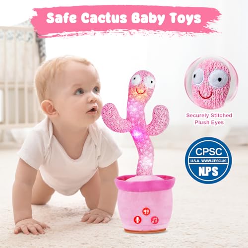 Image of SANJOIN Dancing Talking Cactus Toy for Baby Toddlers, Baby Girl Toys with Adjustable Volume, Mimicking, Recording & Singing. Baby Toys for Girls, Interactive Baby Gifts for Girl & Boy