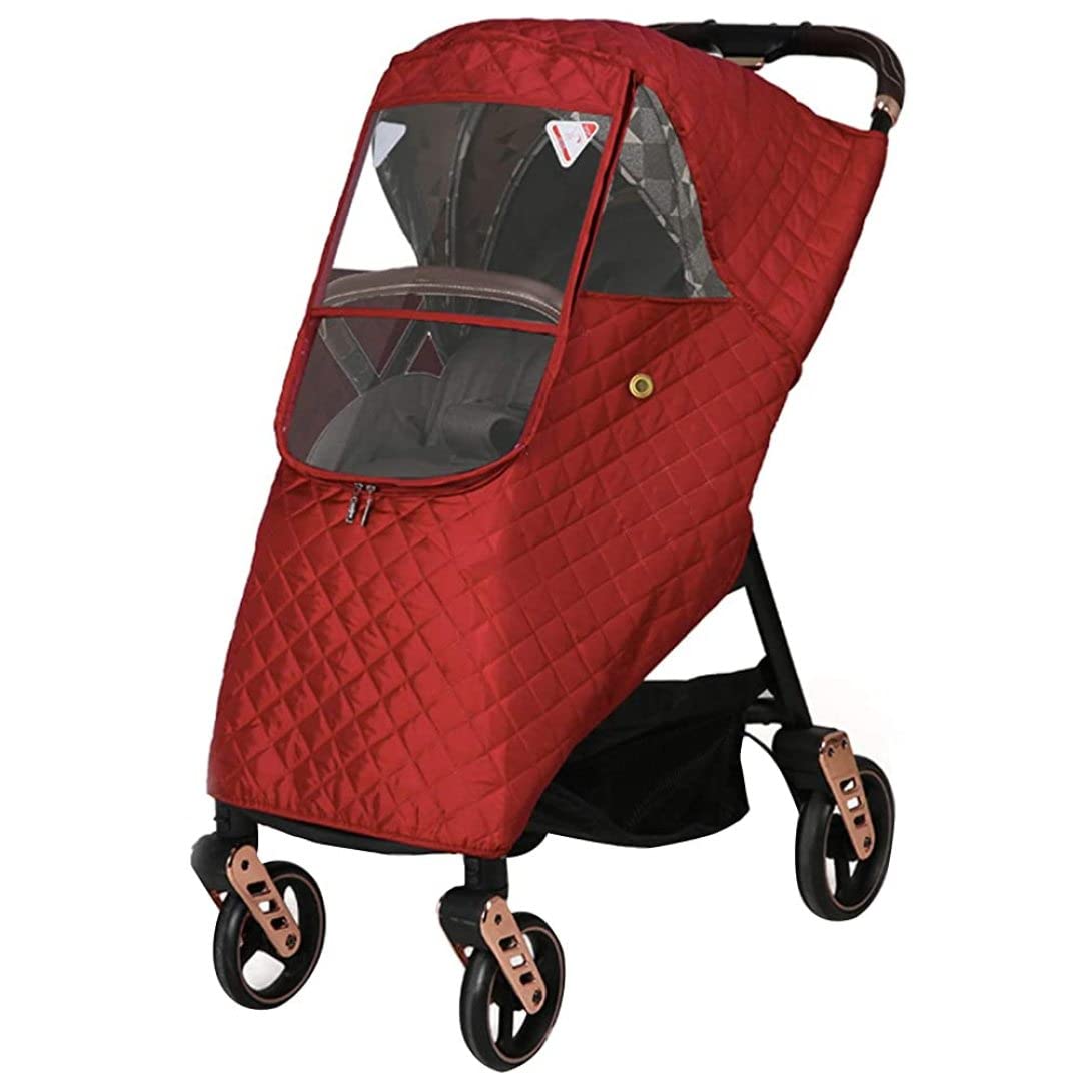 Housse de poussette d'hiver pour bébé housse de pluie universelle pour pare-brise poussette pour garder au chaud en hiver protection contre les intempéries pour voyage bébé pour (rouge)