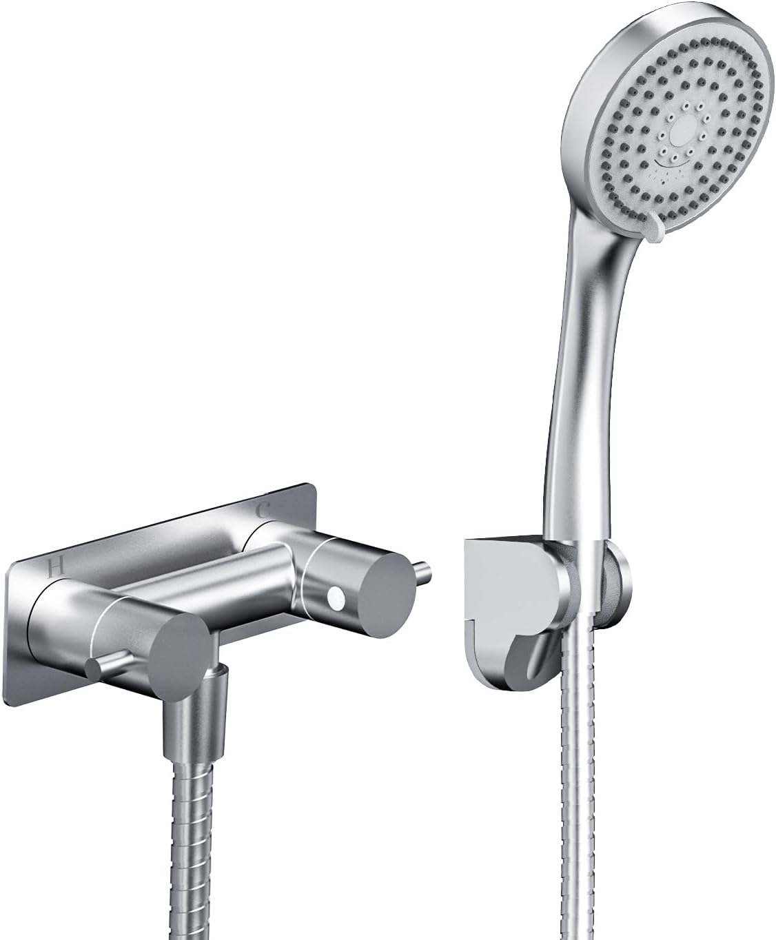 RV Shower Faucet with Shower Head and Hose, TONNY Metal Camper Shower Faucet Valve Diverter, 4'' RV Shower Faucets Replacement with Handheld Showerhead for RV Camper Motorhome Trailer, Brushed Nickel