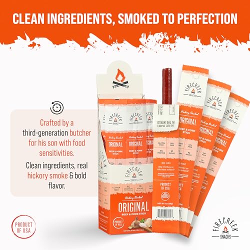 FireCreek Snacks Original Beef Sticks, Hickory Smoked, 7G Protein, 20 Pack - image 5