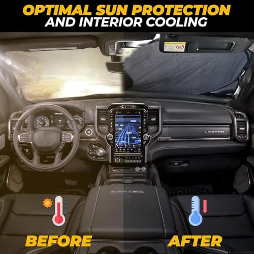 Image of Autovir Truck Windshield Sun Shade Foldable - 280T Sun Visor Front Shield