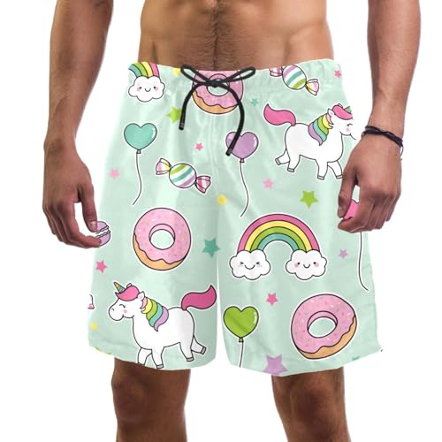 Maillot de bain homme donuts de la licorne finis les shorts mouillés qui collent