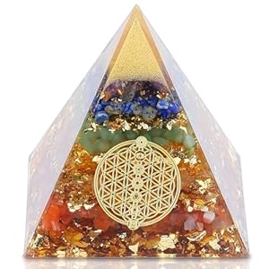 Orgone Pyramid ​for Positive Energy, Amethyst and Obsidian Healing Crystals Stones for Reduce Stress Chakra Reiki Healing Meditation Attracts Lucky and Success (Cl-7)