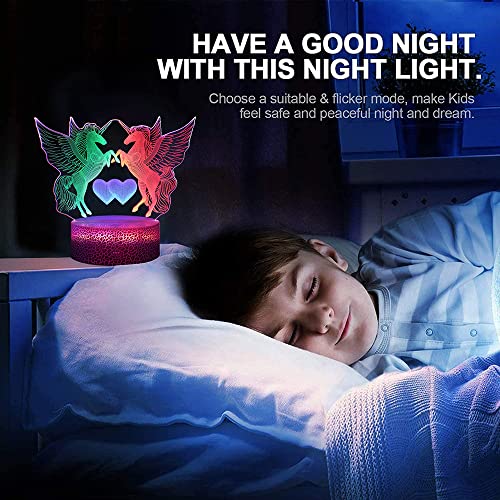 Lámpara de noche unicornio 3D con control remoto LED miniatura 6
