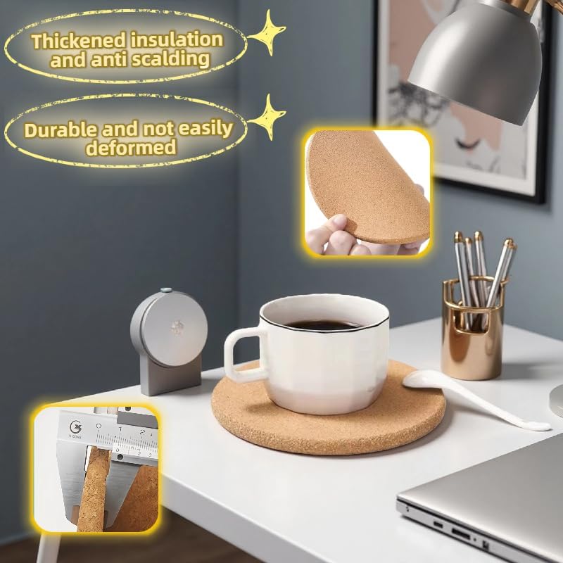 3-Pack 4" Cork Trivets for Hot Pots & Pans, Thick Heat Resistant Pads - Protect Countertops from Burns, Natural Kitchen Hot Pad, Rustic Farmhouse Decor,10mm Thick Heat Resistant Coasters
