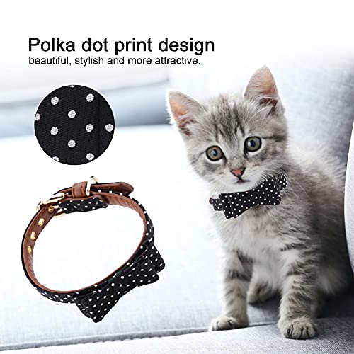 Coleira borboleta de bolinhas para gatos e cães pequenos e médios - Acessório de couro sintético mac