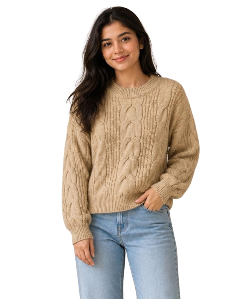 Women Multicolor Daffodil self Design Full Sleeve top Casual Comfit & Relax Winter wear top-image-9