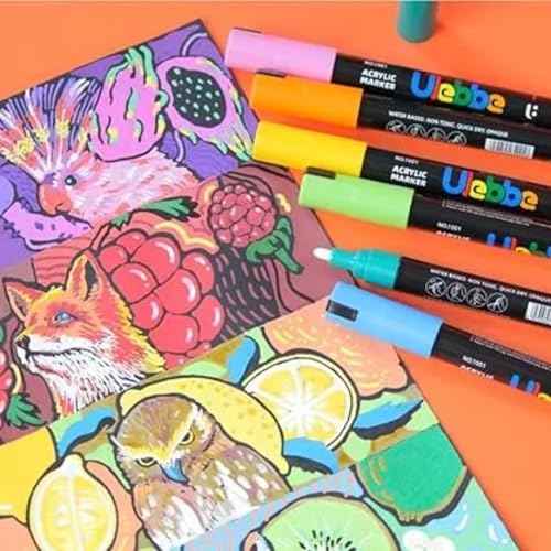 Image of Corslet Big Capacity Acrylic Marker Pens Set of 12 Colors, Water Based Paint Markers with Opaque Quick Dry Ink, Multi Surface Acrylic Pens for Rock Painting Canvas Glass Wood Ceramic Diy Art & Craft