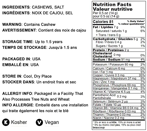 Miniatura 4 de Food to Live Anacardos enteros tostados en seco con sal del Himalaya, 8 onzas tostadas al horno ligeramente saladas, sin aceite añadido, vegano,