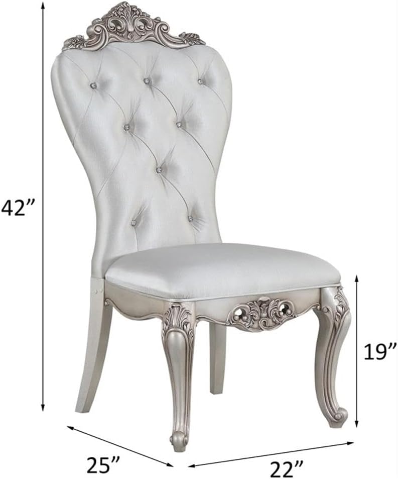 Acme Gorsedd Upholstered Tufted Side Chair in Cream and Golden Ivory Set of 2