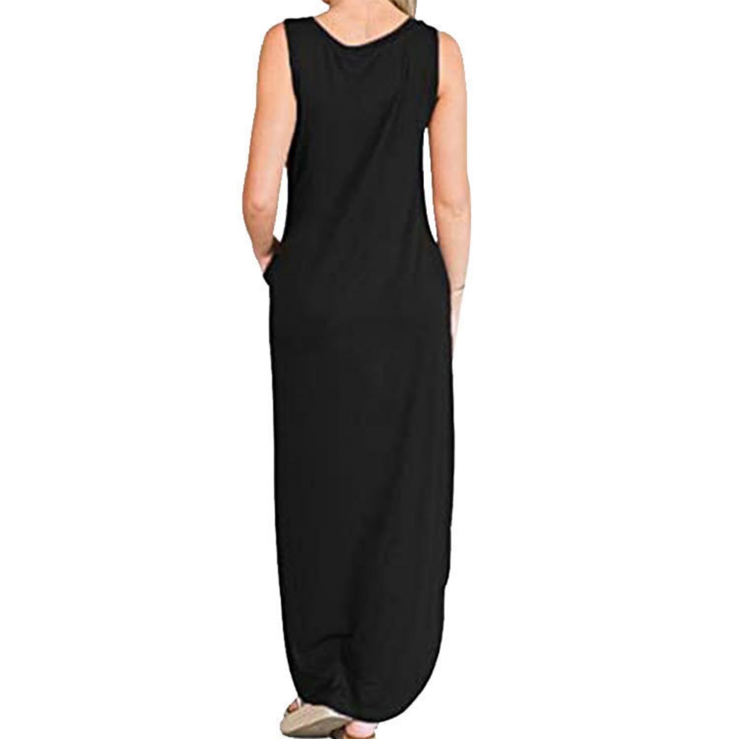 Vestidos Largos Verano Mujer 2025 Elegantes Vestido Camisero Mujer Maxi Vestidos Playa Sin Mangas con Bolsillos