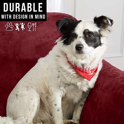 Great Bay Home Velvet Plush Stretch Loveseat Slipcover. Velvet Loveseat Furniture Protector, Soft Anti-Slip, High Stretch (Loveseat- 2 Seater, Zinfandel Red) #TOP6