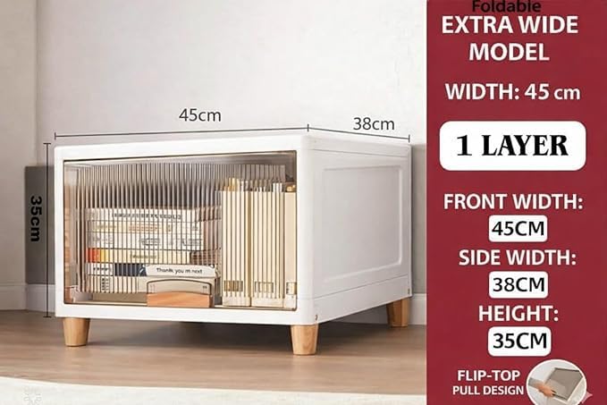 Image of MECHDEL Wardrobe Organizer for Storage /Polypropylene Foldable & Stackable Closet Basket /Cupboard Organizer for Clothes /Mounted Closet Systems (CUPBOARD RACK-TRANSPARENT, 1PCS)