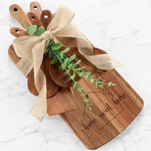 Set de 10 tablas de cortar de madera de acacia miniatura 1