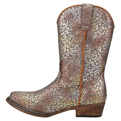 ROPER Girl's Riley Glitter Leopard Snip Toe Western Boot3
