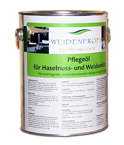 WEIDENPROFI Holzöl, Pflegeöl für Weidenzäune, Haselnusszäune, Robinienzäune und Holzzäune und -Möbel, mit 2500 ml Inhalt