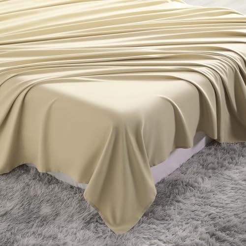 Image of NTBAY King Microfiber Flat Sheet, 105 x 102, Light Taupe