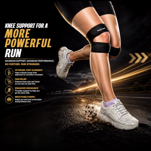 Image of Wonder Care Neoprene Knee Brace with Silicon Gel Pads, Patella Knee Strap for Workout & Sports, Patellar Tendon Strap, Adjustabale Patella Support for Men Women (1, Black)