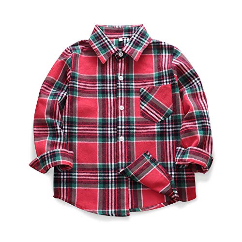Image of Phorecys Girls' Plaid Flannel Shirt Long Sleeve Button Down Buffalo Checkered Shirt 2T-10 Years