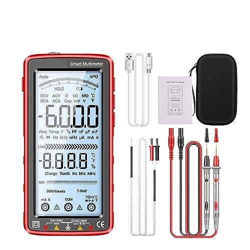 Multimètre numérique tactile NCV rechargeable pour tester tension et courant rapidement