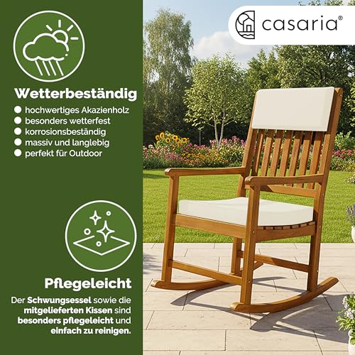 Deuba Rocking Chair en Bois Chaise a Bascule 54x76x102cm Fauteuil intérieur extérieur avec Coussin d'assise – Image 6