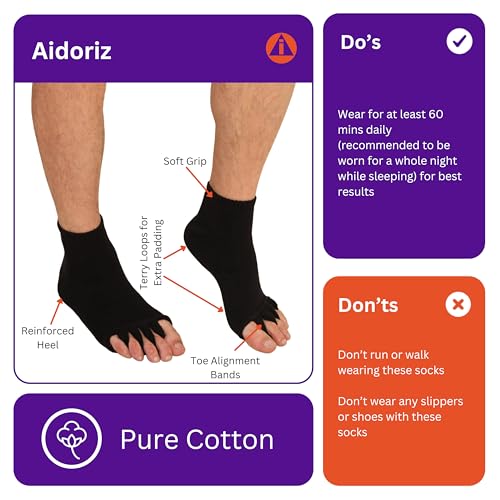 Image of Foot Alignment Socks Women and Men, 5 Toe Separator, Bunion Corrector, Pain Relief, Plantar Fasciitis, Hammer Toes