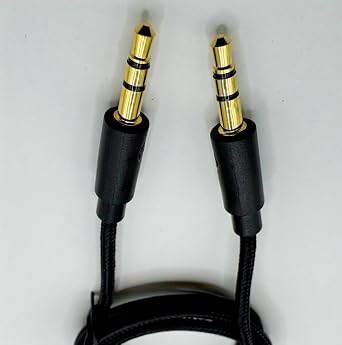 Braided AUX Cable, 1.2m, 3.5mm Male-to-Male Audio Lead, Gold-Plated Connectors, Heavy-Duty – Tangle-Free Braided Audio Jack Lead Black