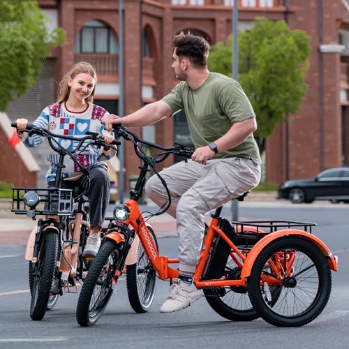Electric Trike, Electric Tricycle for Adults, 20\" Folding 3 Wheels Electric Bicycle Bikes, 48V 500W Motorized Electric Ebike with Aluminum Frame, Removable Battery and Large Basket for Women Men - Thumbnail 2